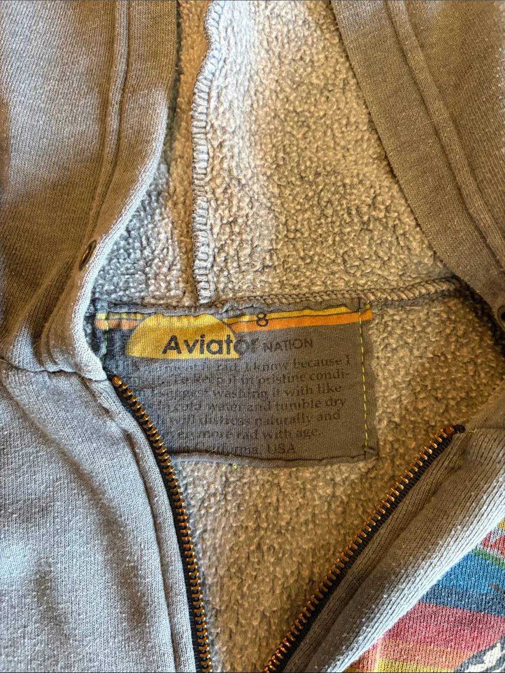 Aviator Nation Kids Gray Hoodie. Sz 8. Manhattan Beach